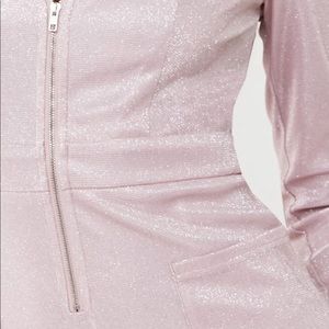 Forever 21 Glitter knit front zip romper